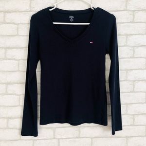 TOMMY HILFIGER NAVY BLUE LONG SLEEVE V-NECK